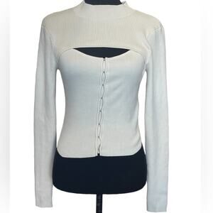 New ~ OPEN EDIT ~ Cutout Detail Cotton Blend Corset Sweater Size Small